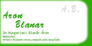 aron blanar business card