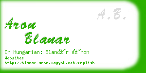 aron blanar business card